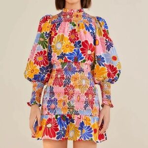 Farm Rio Sunny Daisies Mini Dress XS
